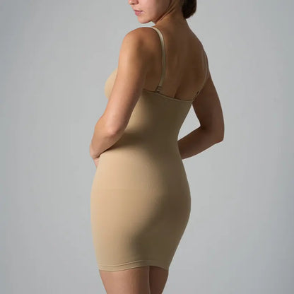 Robe gainante beige SecretBombe pour femme, vue de dos