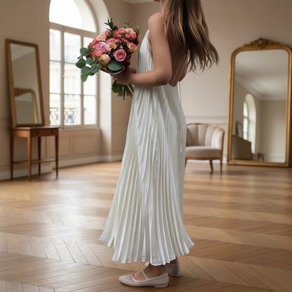 Robe longue plissée blanche femme élégante SecretBombe