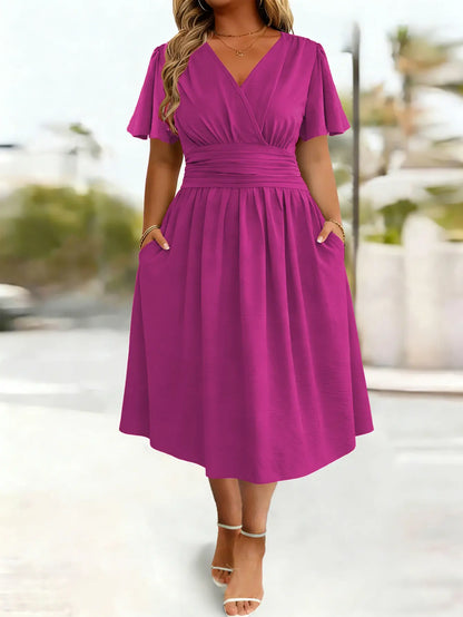 Robe midi fuchsia SecretBombe élégante à taille cintrée pour femme