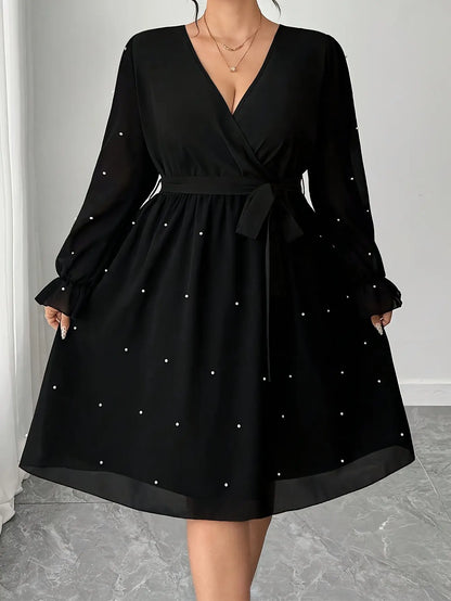 SecretBombe robe noire élégante pour femme avec ceinture à la taille