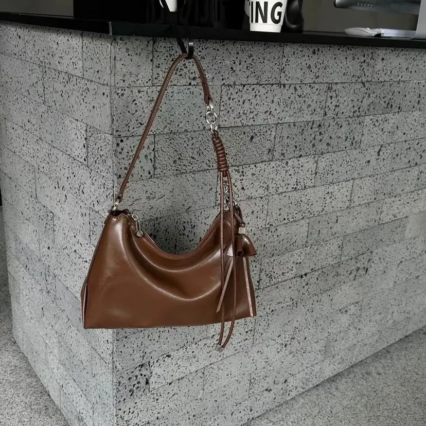 Sac Bandoulière Femme Cuir Véritable Minimaliste - Noir Marron Caramel SecretBombe
