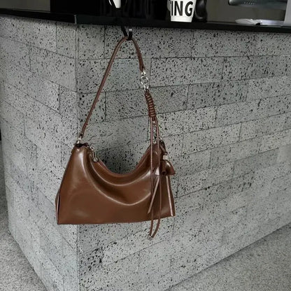 Sac Bandoulière Femme Cuir Véritable Minimaliste - Noir Marron Caramel SecretBombe