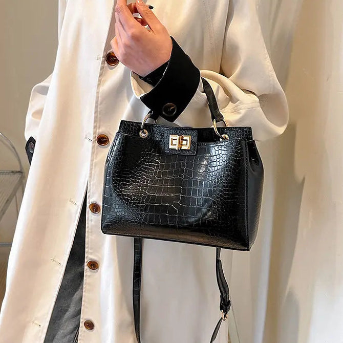 SecretBombe sac croco marron style rétro élégant