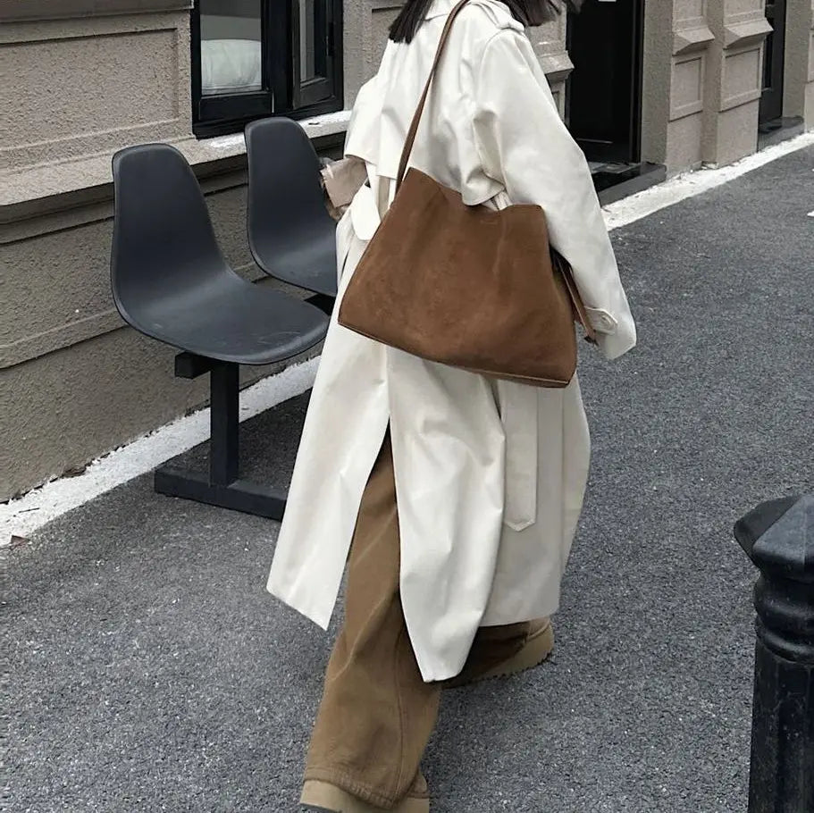 Sac femme gris élégant SecretBombe cuir mat grand format style moderne