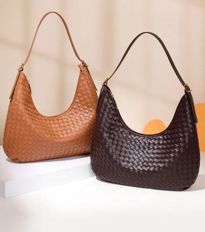 Sac à main bordeaux femme style chic moderne tressé SecretBombe