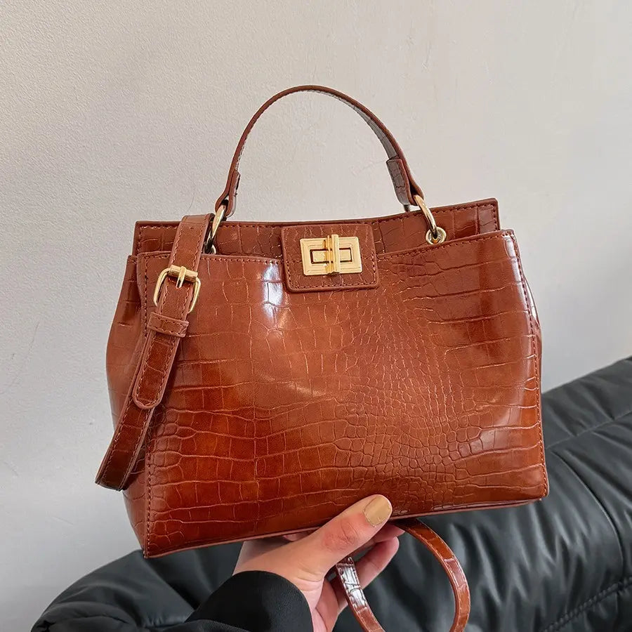 SecretBombe sac femme marron effet cuir structuré style rétro chic