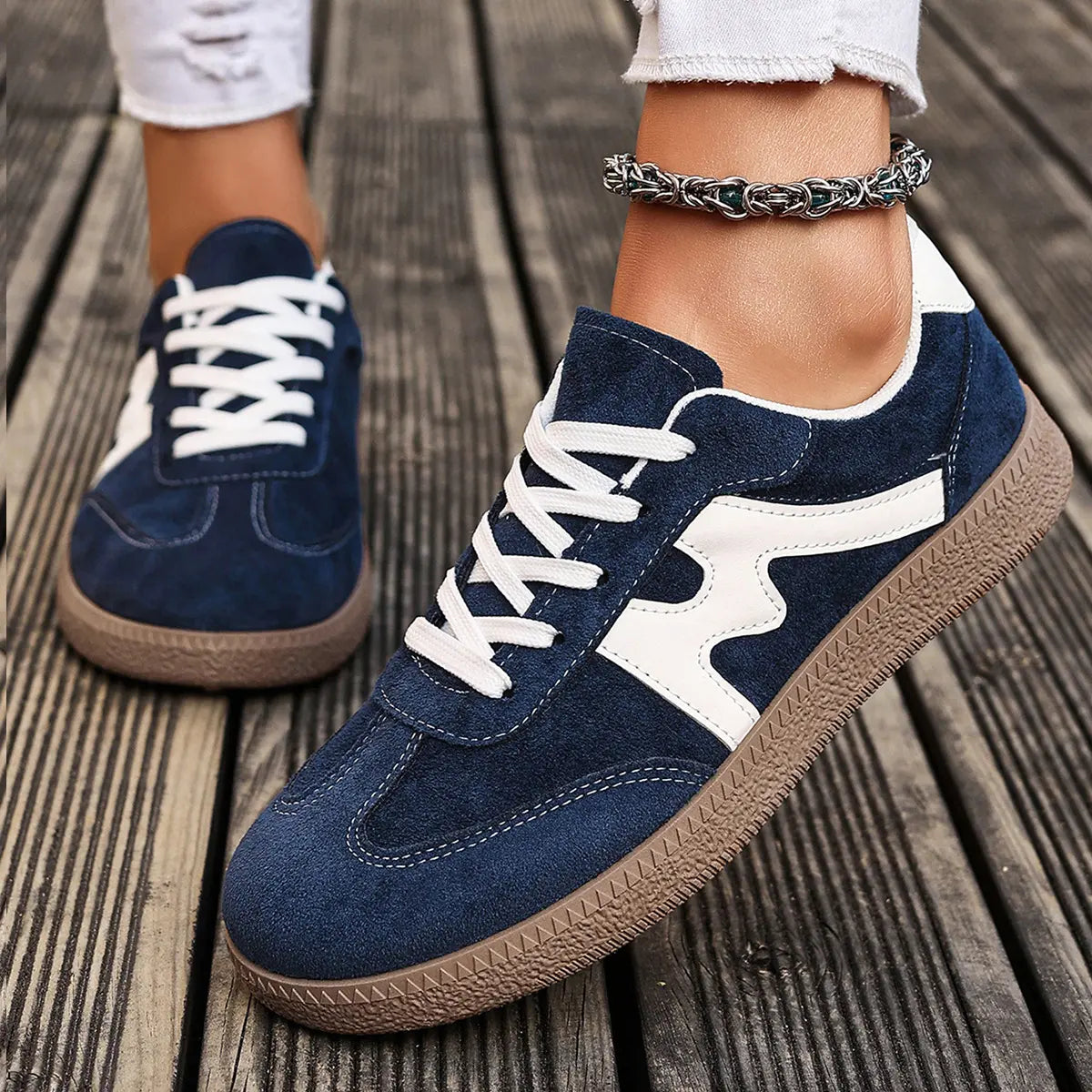 baskets femme rétro casual marron cuir vegan semelle antidérapante SecretBombe