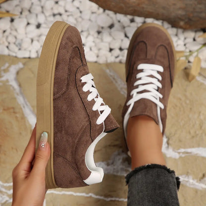 sneakers femme vert marron cuir vegan effet suede SecretBombe