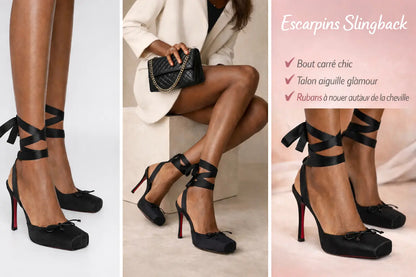 Escarpins mode femme slingback à rubans chic