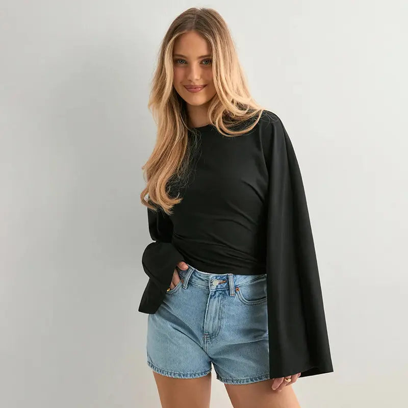 Top femme en polyester doux manches longues SecretBombe