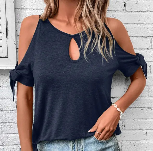 Top romantique manches courtes avec nœuds tendance SecretBombe