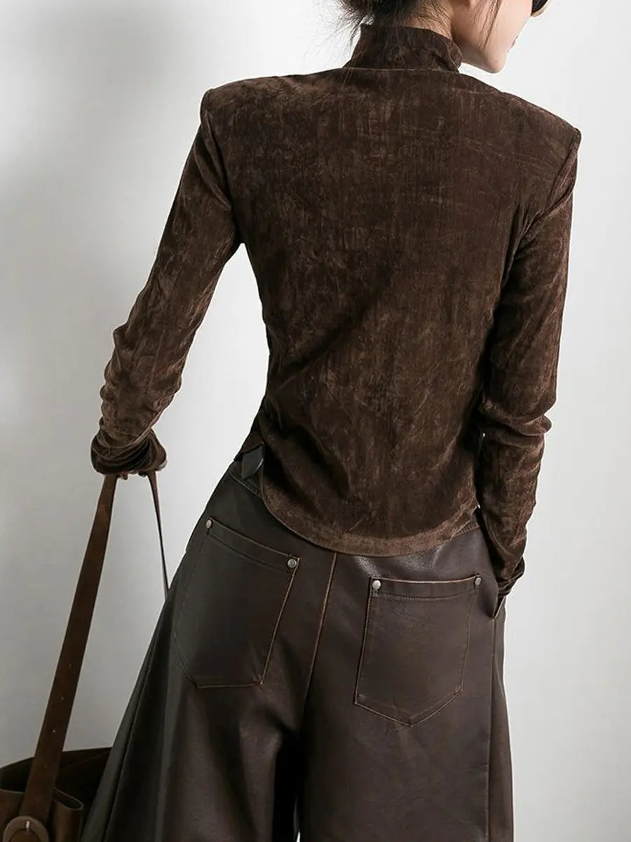 Pull-over velours femme marron secretbombe