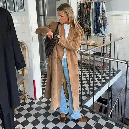 Veste camel longue col classique élégante SecretBombe