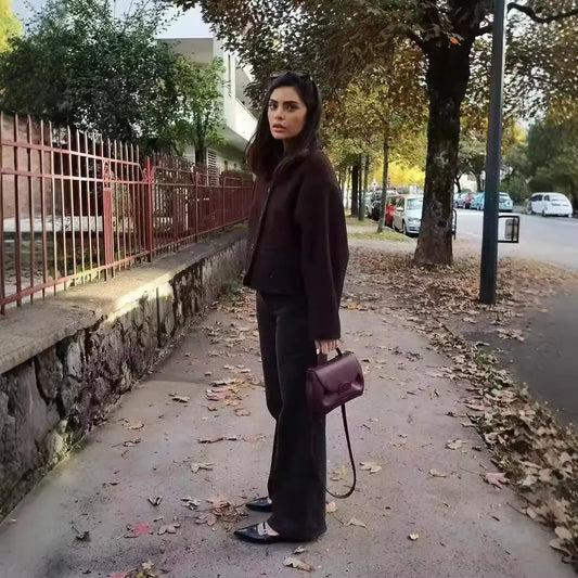 Veste marron motifs 3D en relief chic SecretBombe