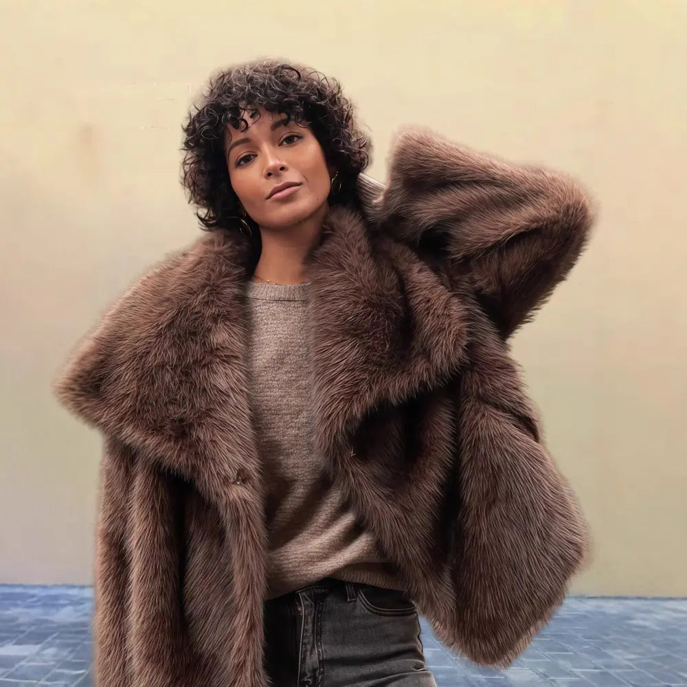Veste femme style socialite élégante effet fourrure – SecretBombe
