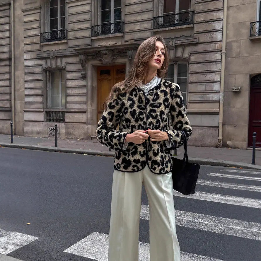 SecretBombe veste femme léopard matière polyester