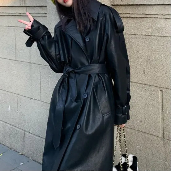 SecretBombe veste longue femme cuir végan look urbain