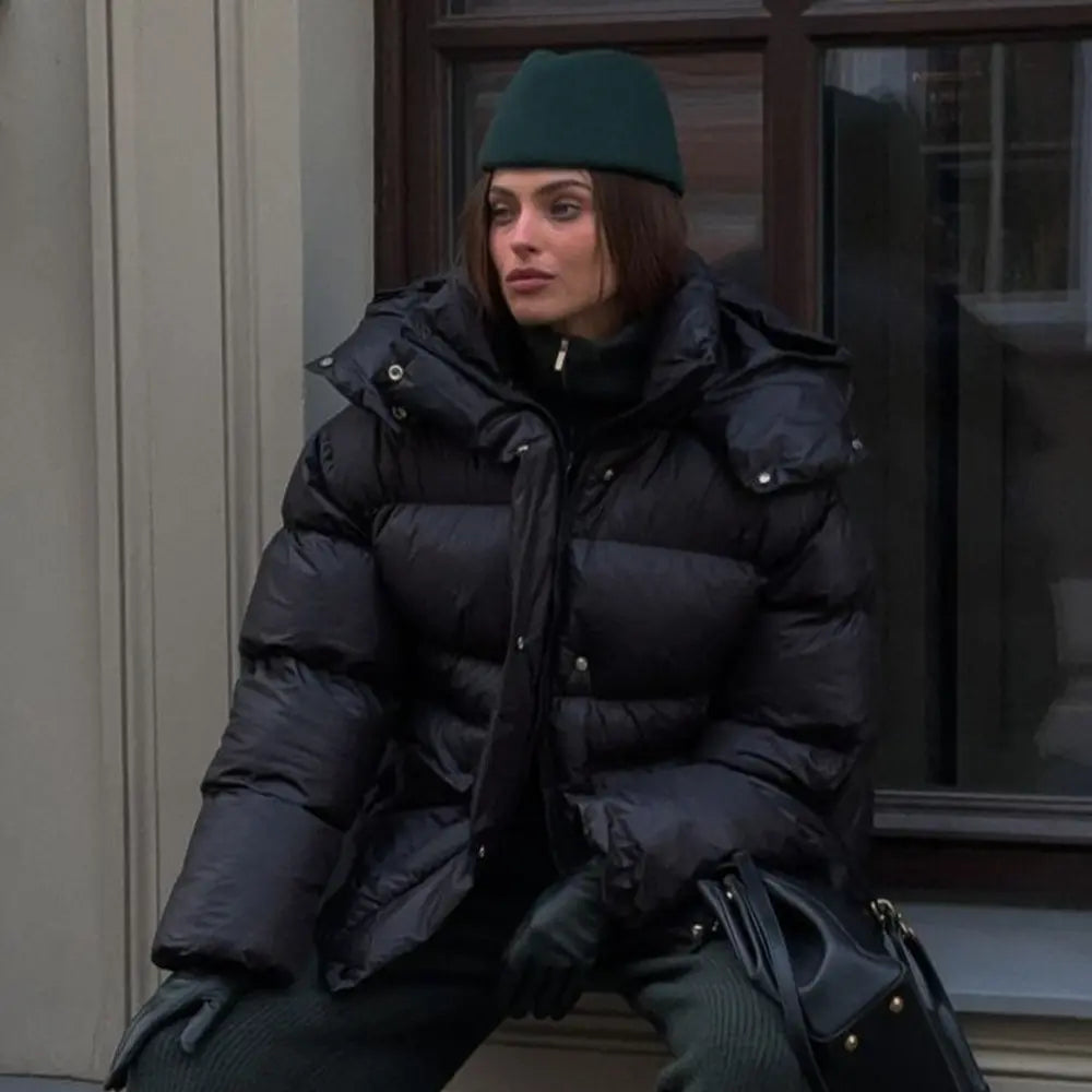 Doudoune noire street chic européen