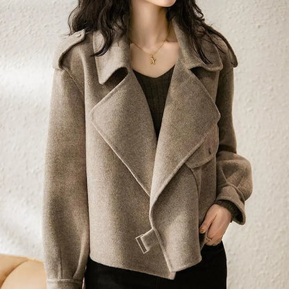 Veste tweed femme taupe style européen casual chic – SecretBombe