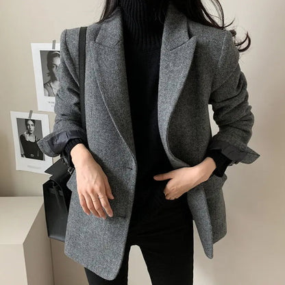 Veste oversize gris  pour femme SecretBombe, coupe ample chic