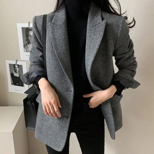 Veste oversize gris  pour femme SecretBombe, coupe ample chic