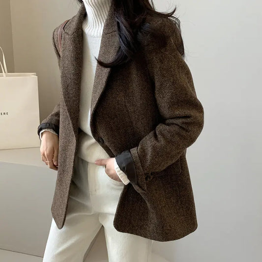Veste oversize marron SecretBombe, détails couture soignés