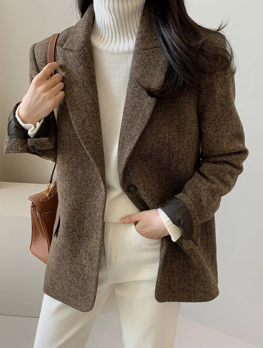 Blazer large femme taupe SecretBombe, doux et chic