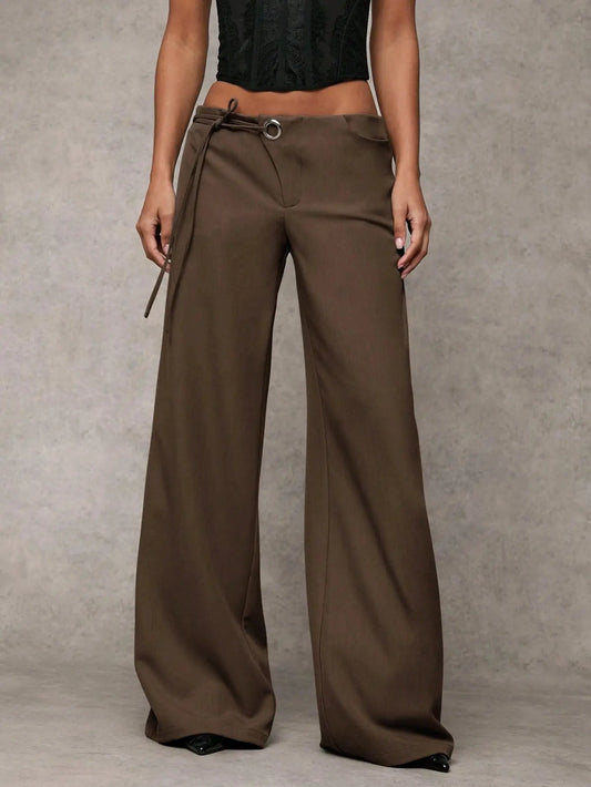 Pantalon large marron style européen chic confortable SecretBombe