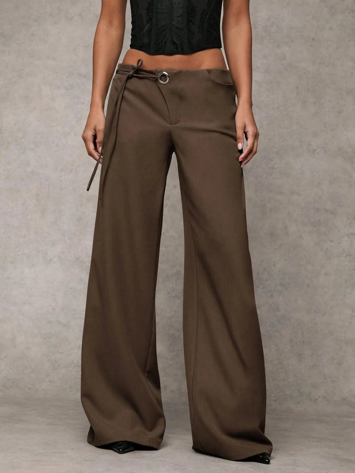 Pantalon large marron style européen chic confortable SecretBombe