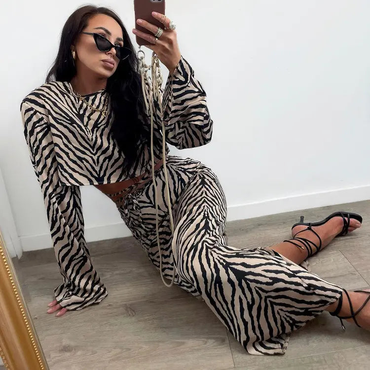 Set deux pièces imprimé zebra femme élégant style urbain jupe longue SecretBombe