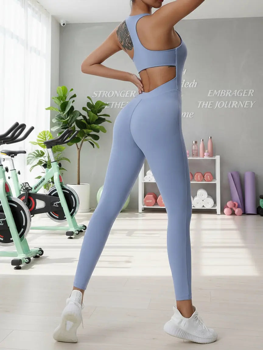 Legging shapewear sport femme bleu clair, tissu doux et respirant