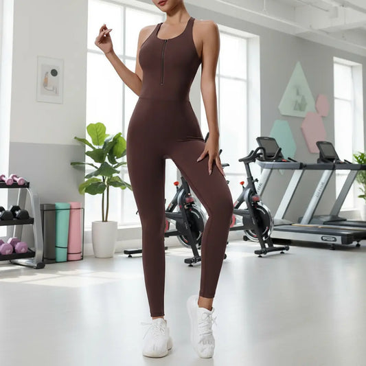 Shapewear femme marron, legging fitness gainant et extensible