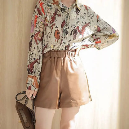 Short femme marron en cuir végan à taille haute SecretBombe