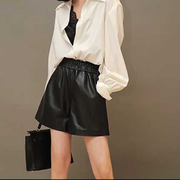 Short femme noir en cuir végan à taille haute SecretBombe