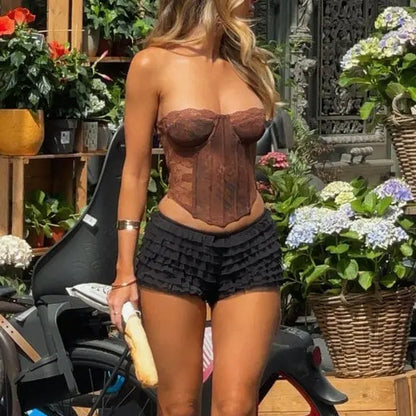 Short Femme Volants Froncés Look Élégant Décontracté