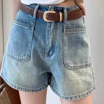 Short en jean femme bleu clair à coupe ample et taille haute SecretBombe
