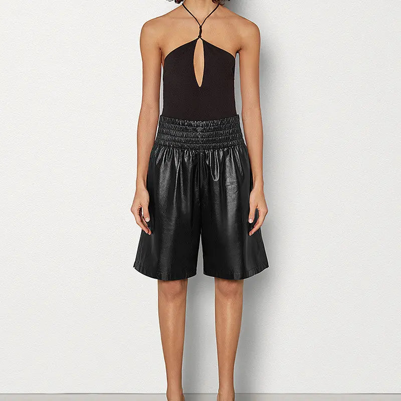 Bermuda large femme noir coupe loose moderne SecretBombe