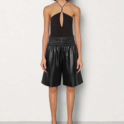 Bermuda large femme noir coupe loose moderne SecretBombe