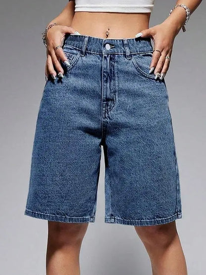 Bermuda denim femme bleu à jambes larges SecretBombe