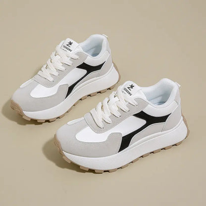 Sneakers femme blanches basses tissu respirant marche quotidienne
