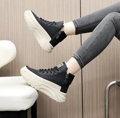 Sneakers montantes femme noir, semelle antidérapante pour sécurité maximale