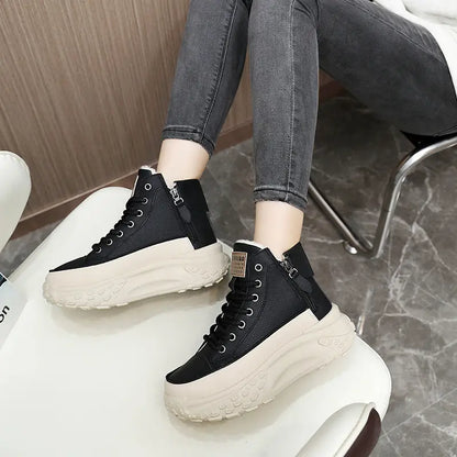 Sneakers montantes femme noir, confortables et tendance pour l’hiver