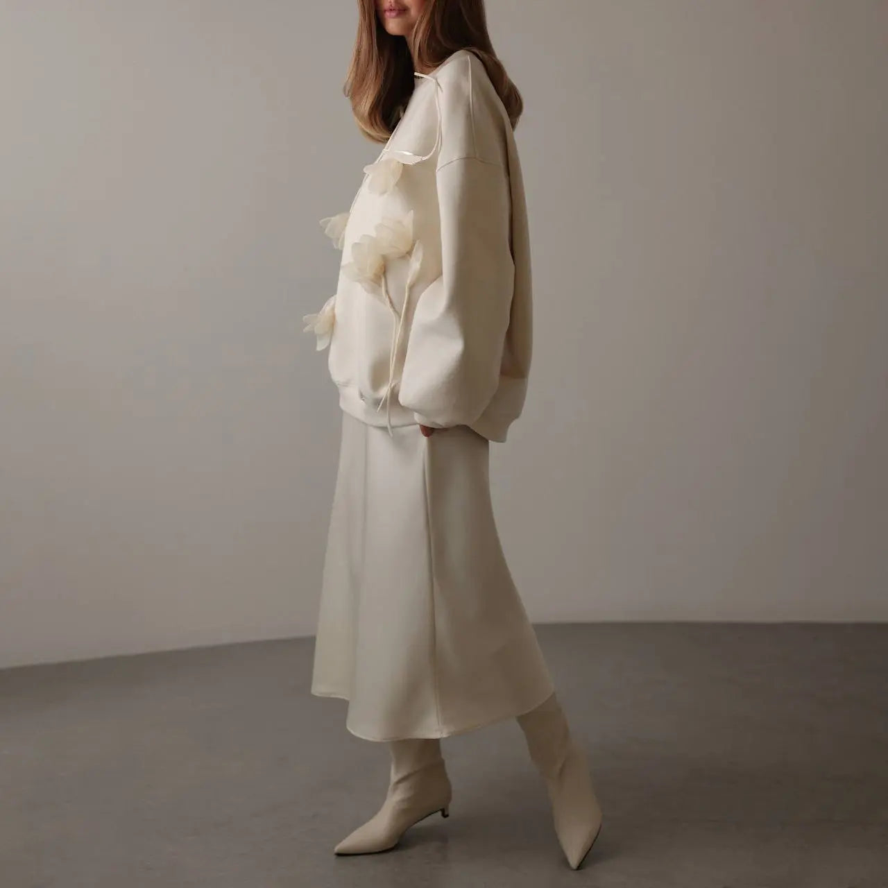 Pull femme blanc effet 3D, impression numérique haute définition, look décontracté et tendance