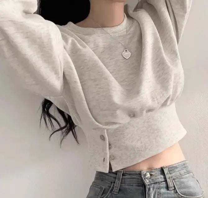 Sweatshirt femme casual chic gris pour look urbain – secretbombe