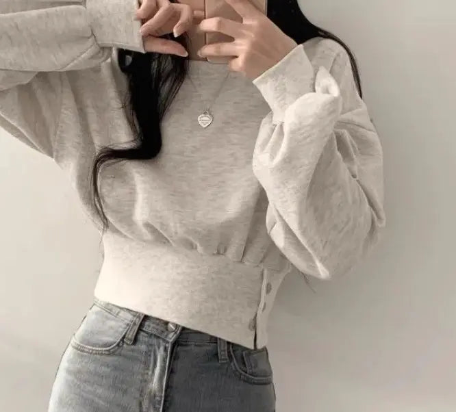 Sweatshirt femme tendance urbaine manches bouffantes – secretbombe