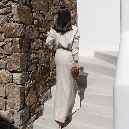 Jupe longue taille haute gris clair SecretBombe coupe fluide et élégante