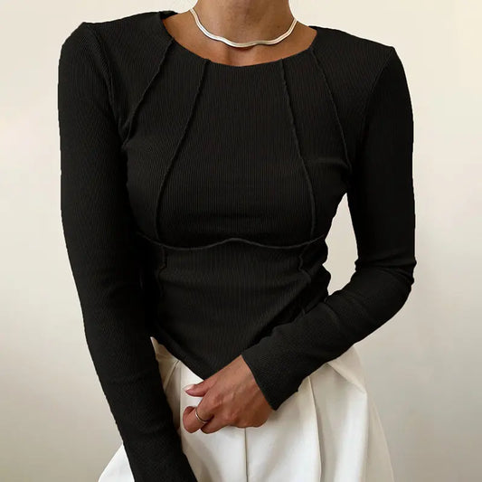 Top noir slim manches longues style urbain