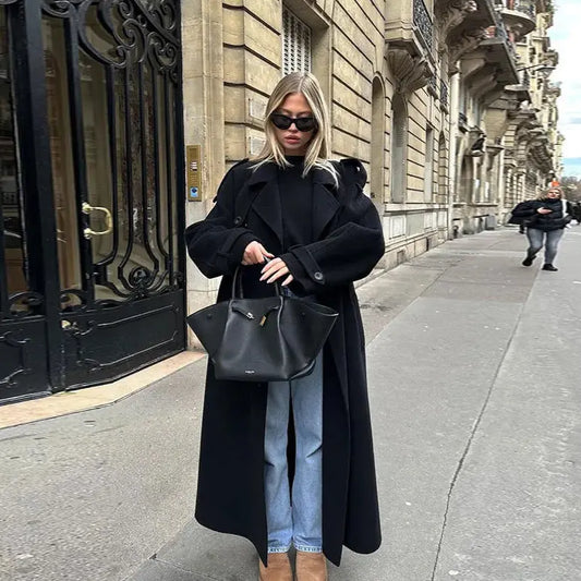 Trench coat femme noir en polyester coupe loose