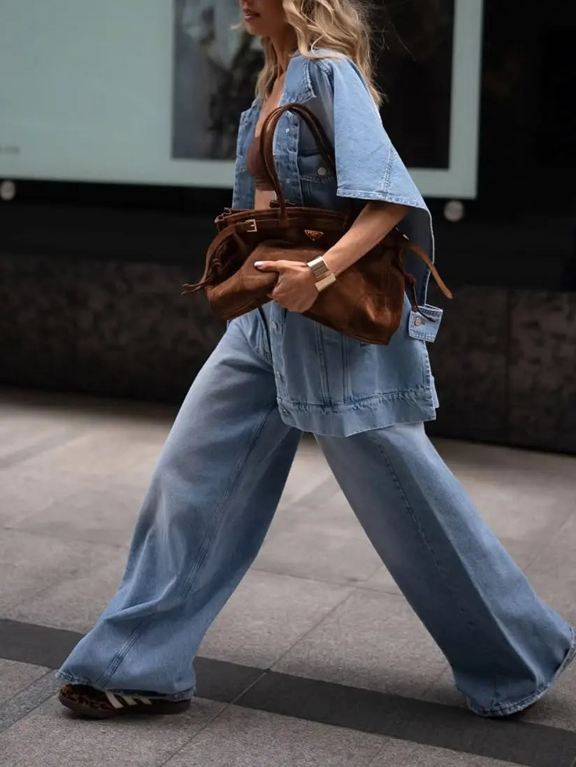 veste en denim femme ouverte coupe tendance oversize