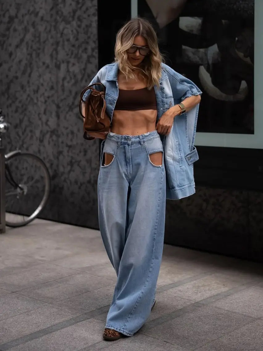 veste en denim femme look streetwear moderne confortable